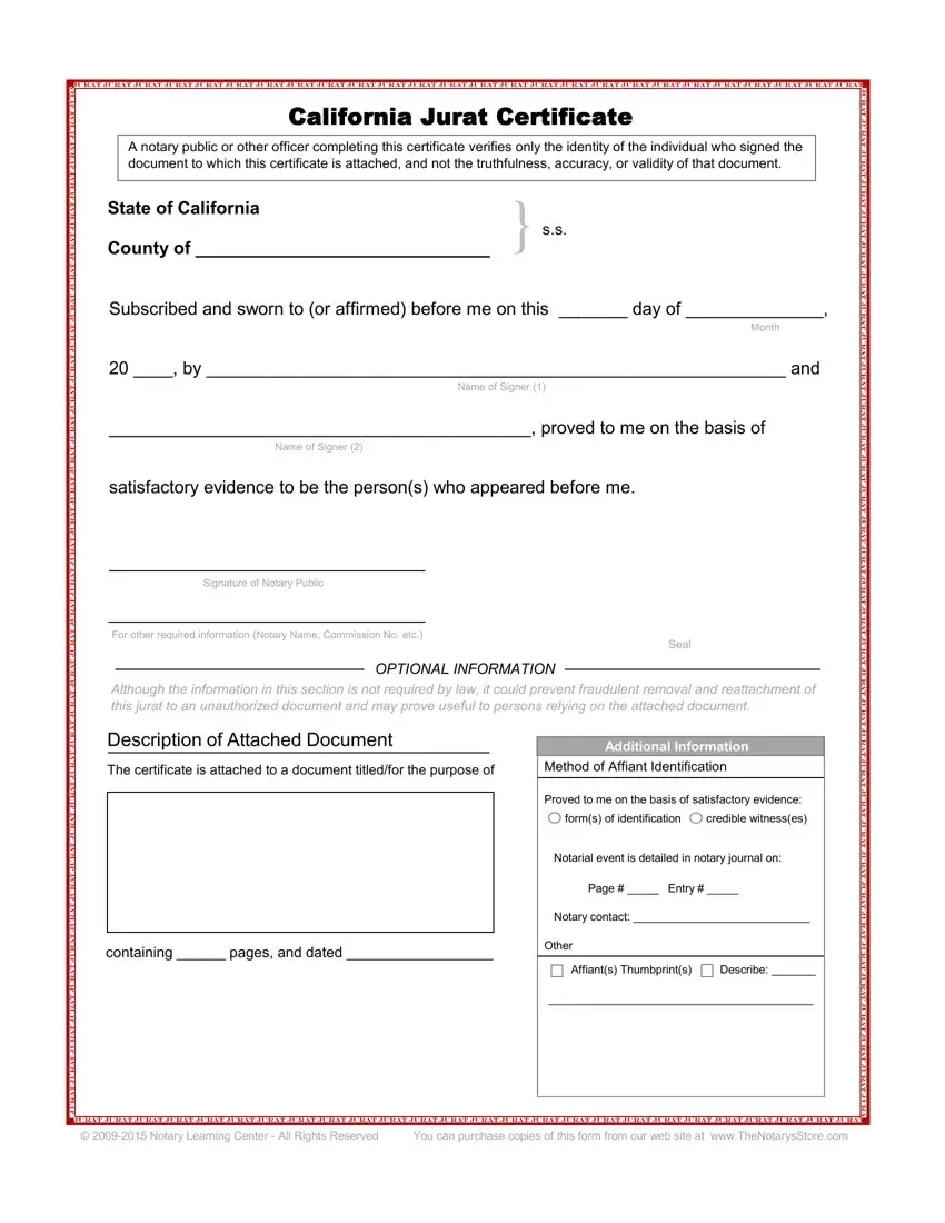 California Jurat Form Fill Out Printable PDF Forms Online