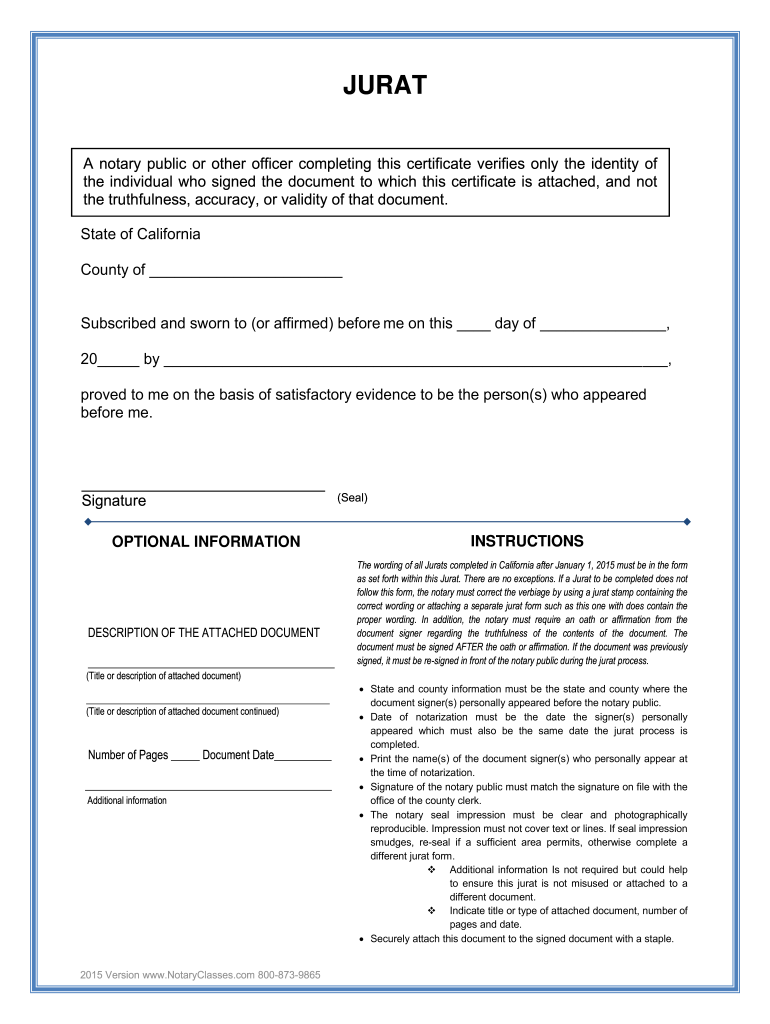 California Jurat Form Pdf