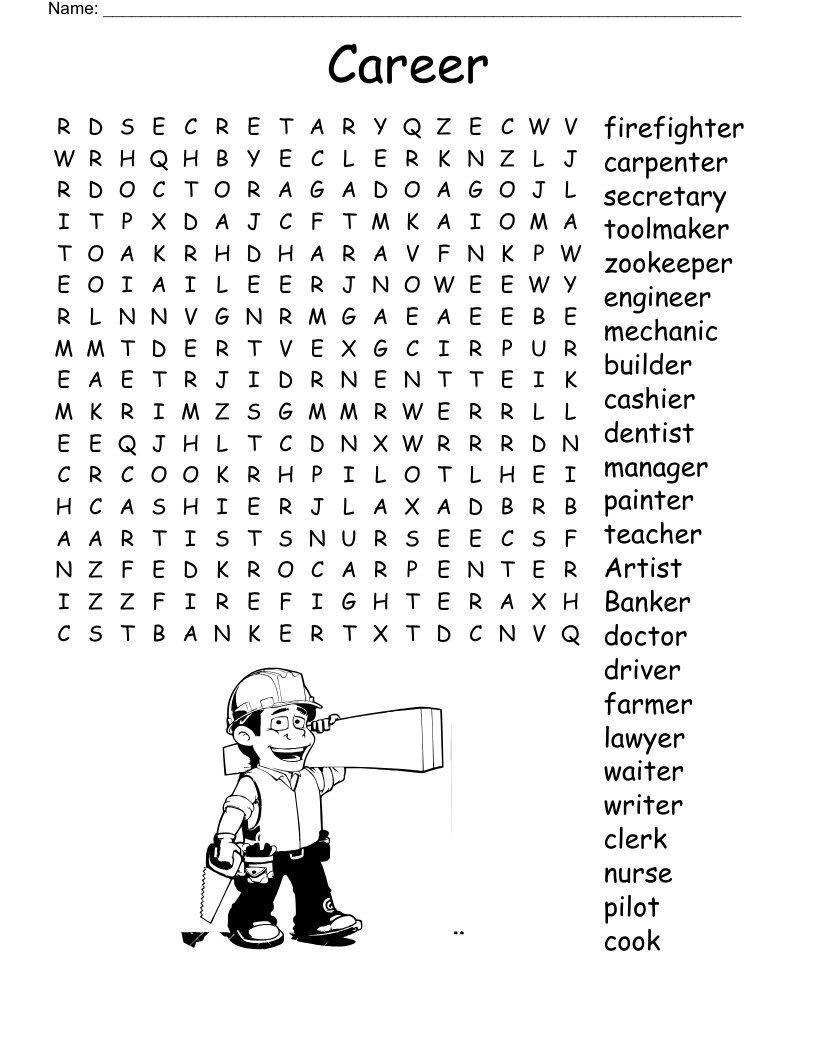 Career Crossword Puzzle Printable