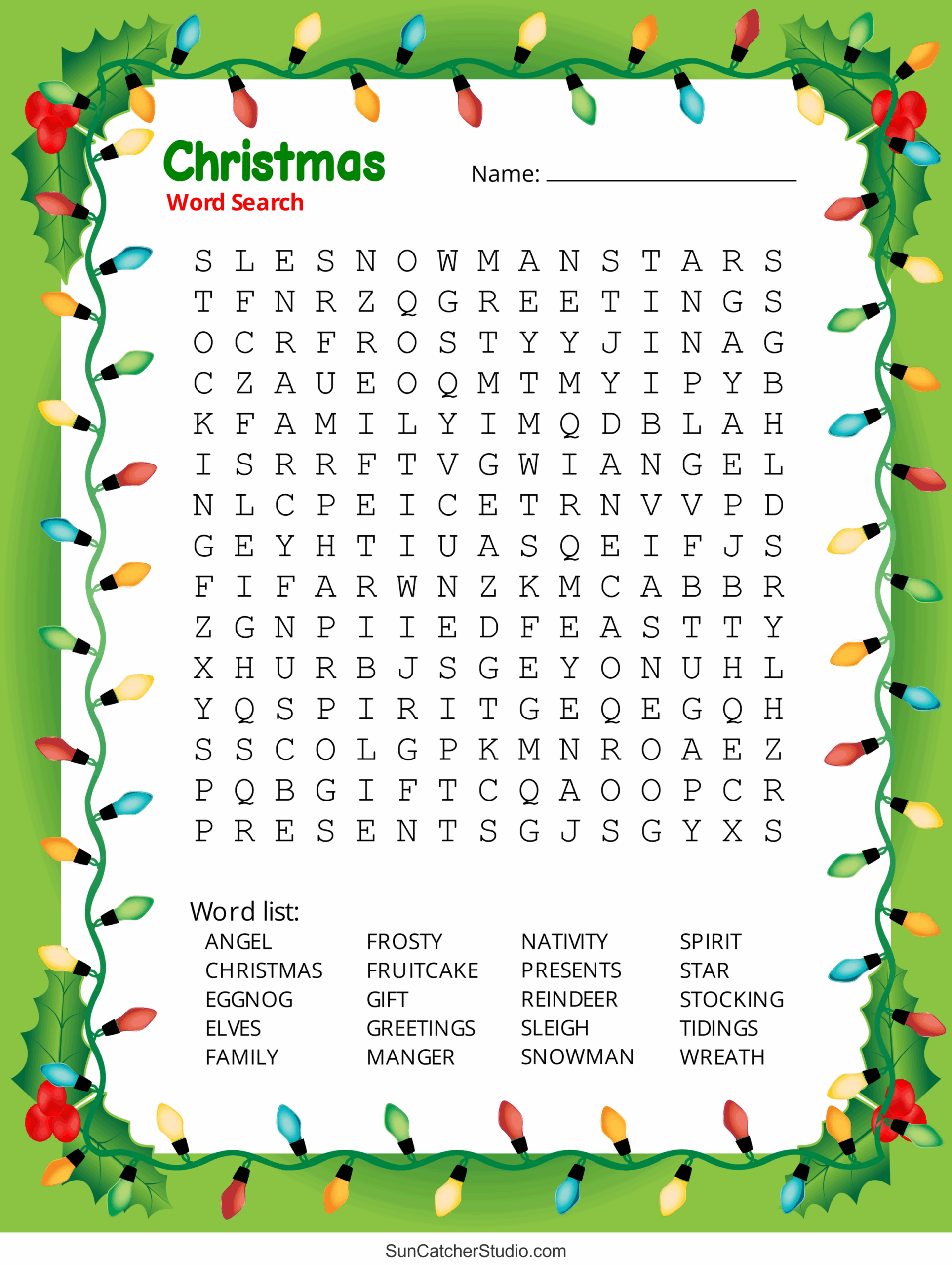 Free Printable Holiday Word Search Puzzles