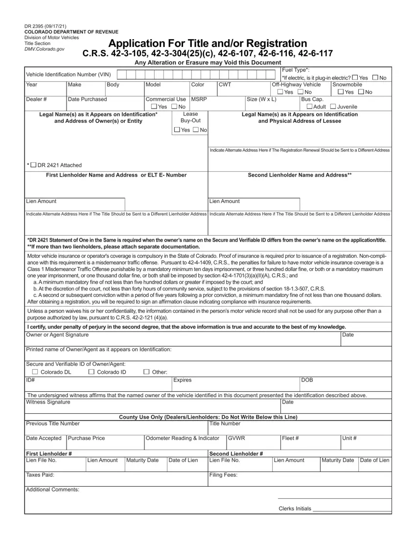 Colorado Dr 2395 Form Fill Out Printable PDF Forms Online