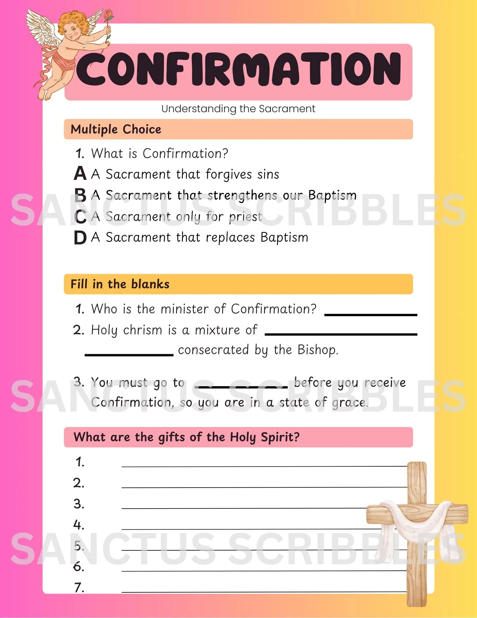 Printable Catholic Confirmation Worksheets