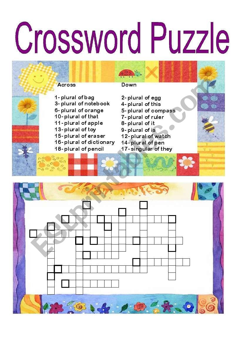 Crossword Puzzles Nouns Printable