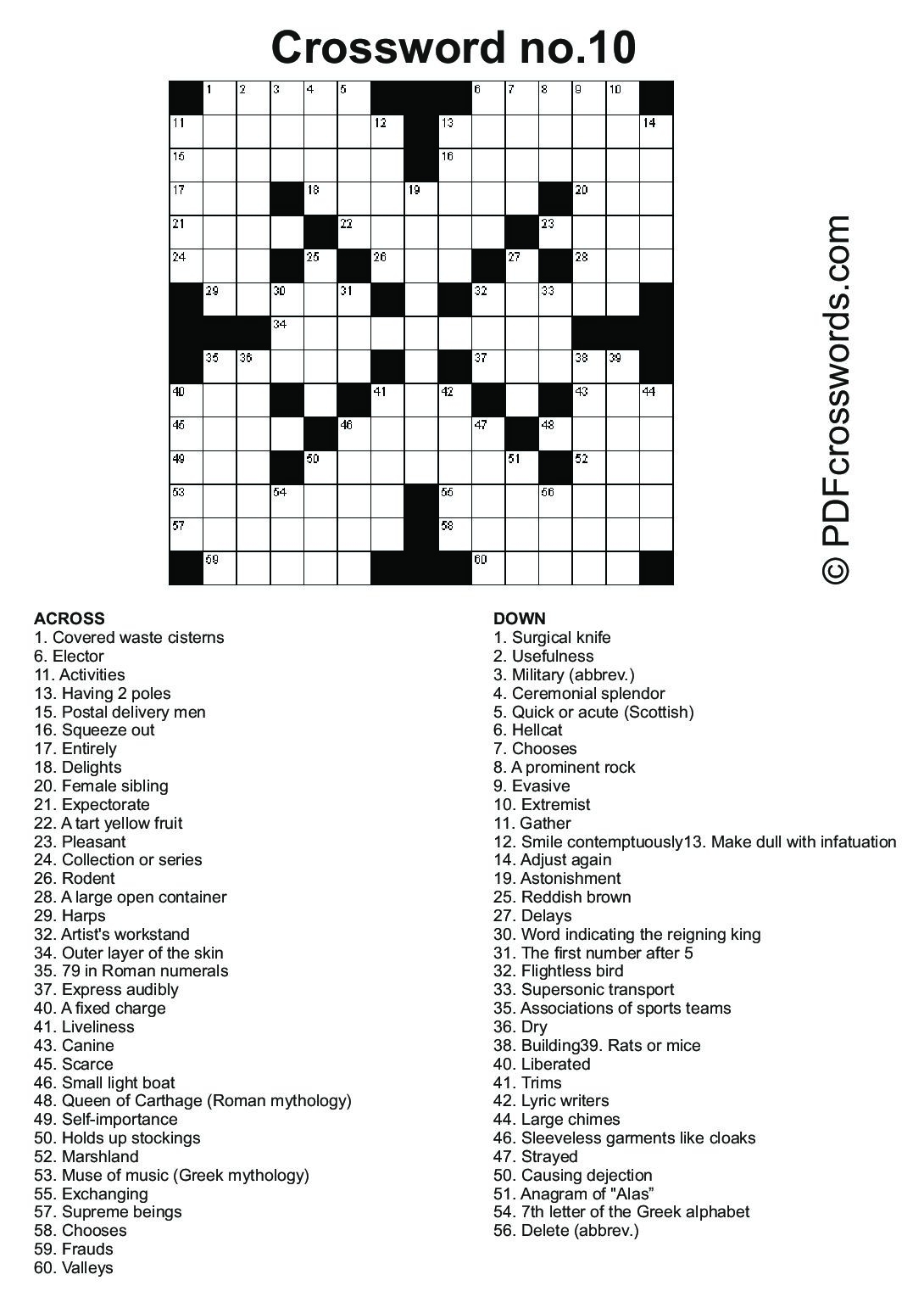Printable Sunday Crossword Puzzles Pdf