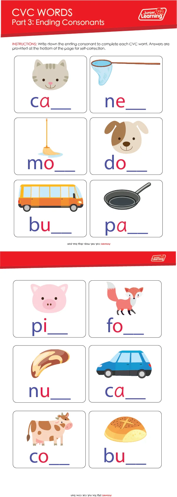 Cvc Worksheets Free Printable