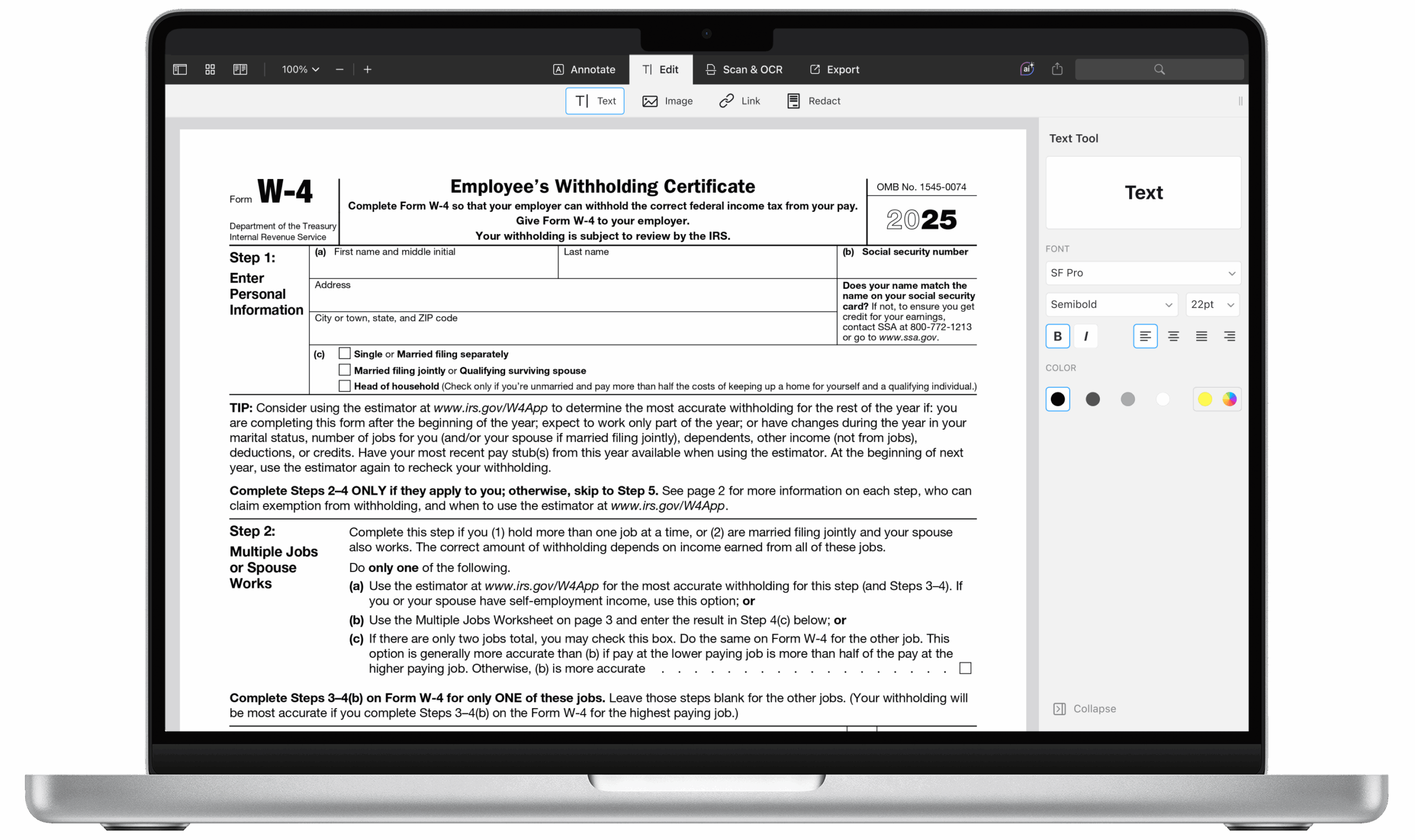2025 W4r Form Printable