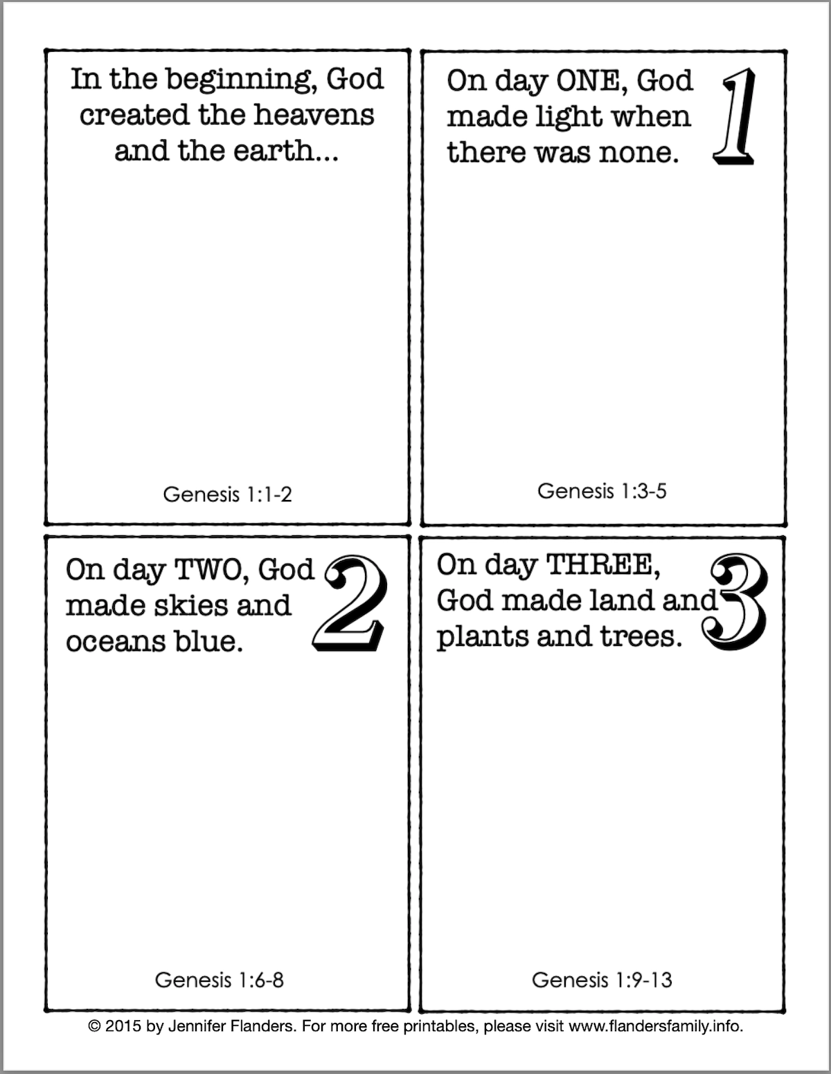 Days Of Creation Printables Flanders Family Home Life