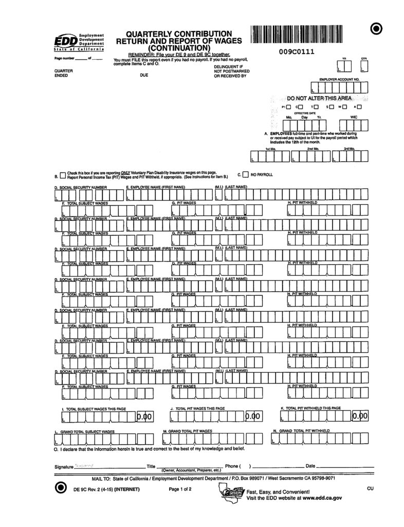 De9 And De9C Forms Printable