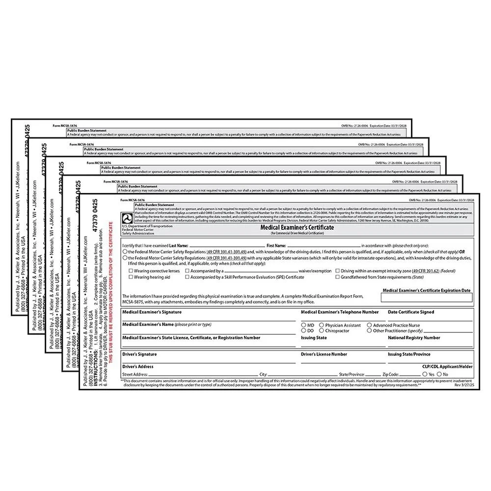 DOT FMCSA Medical Examiner Certificate 5 pk Liberia Ubuy