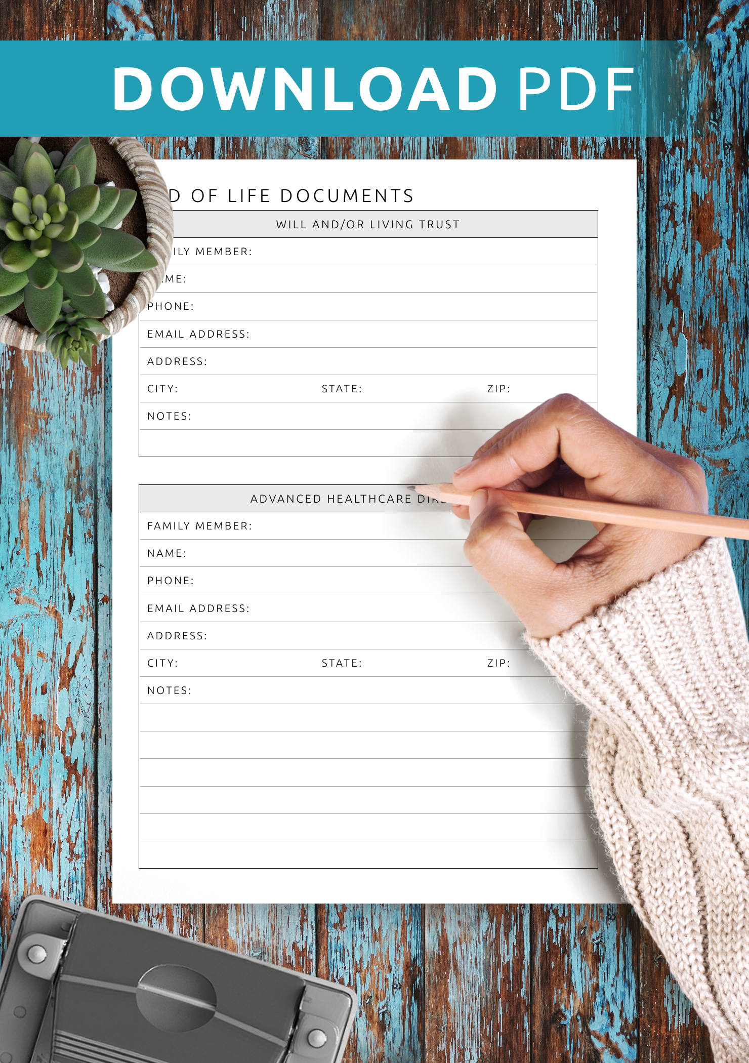 End Of Life Planner Printable