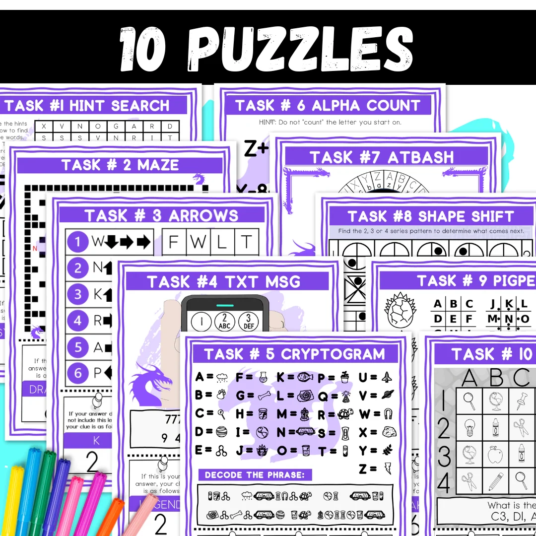 Brain Teaser Printable Escape Room Puzzles