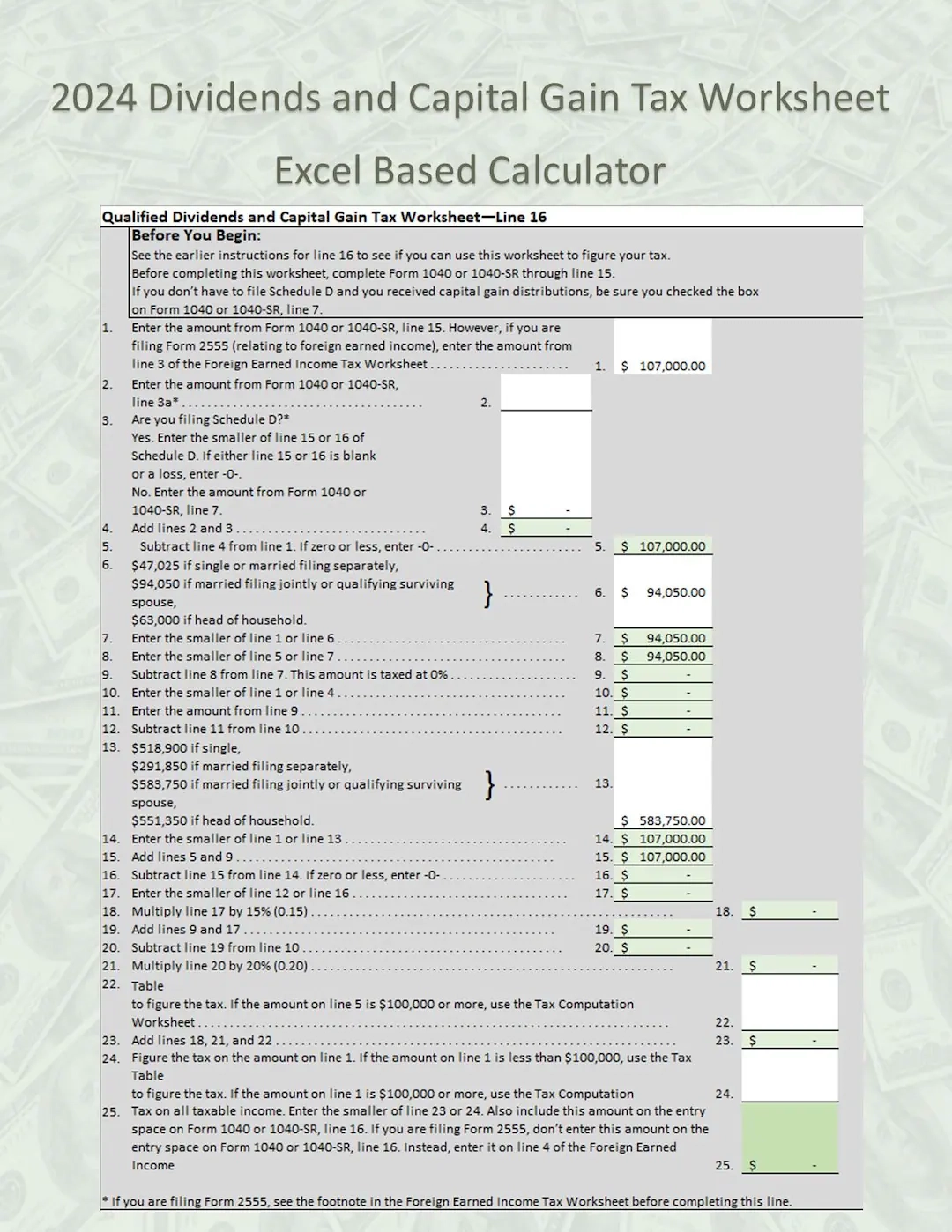 Easy Custom Calculator For 2024 Qualified Dividends And Capital 