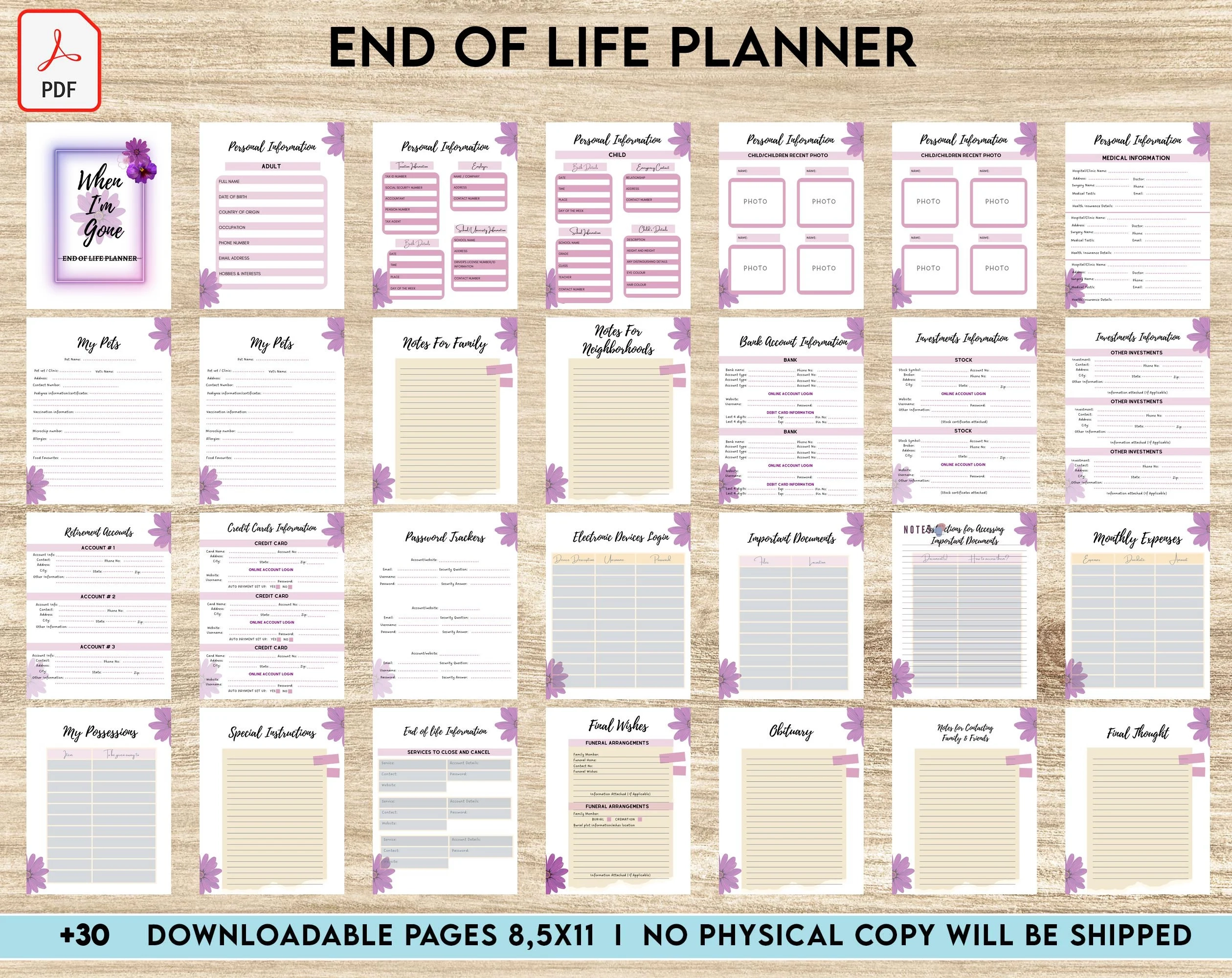 End Of Life Planner Final Wishes Planner Emergency Binder 