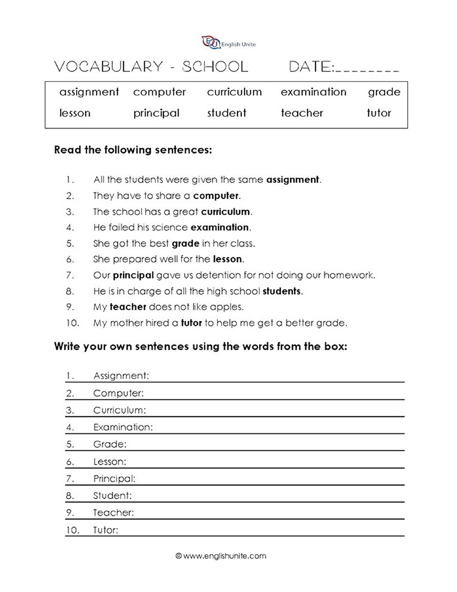 Printable Vocabulary Worksheets 6th Grade