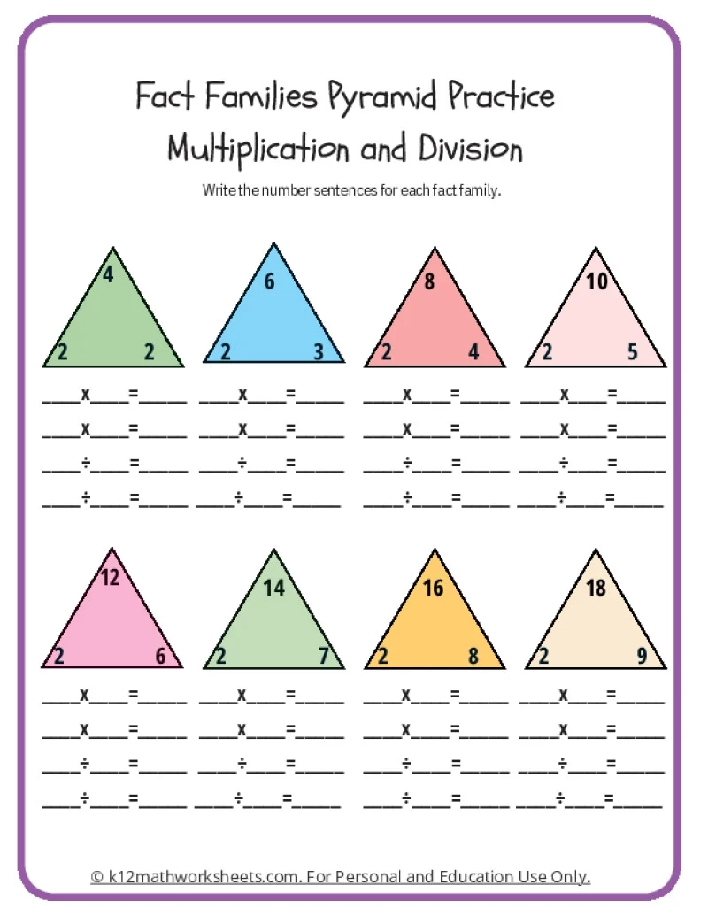 Fact Family Worksheets