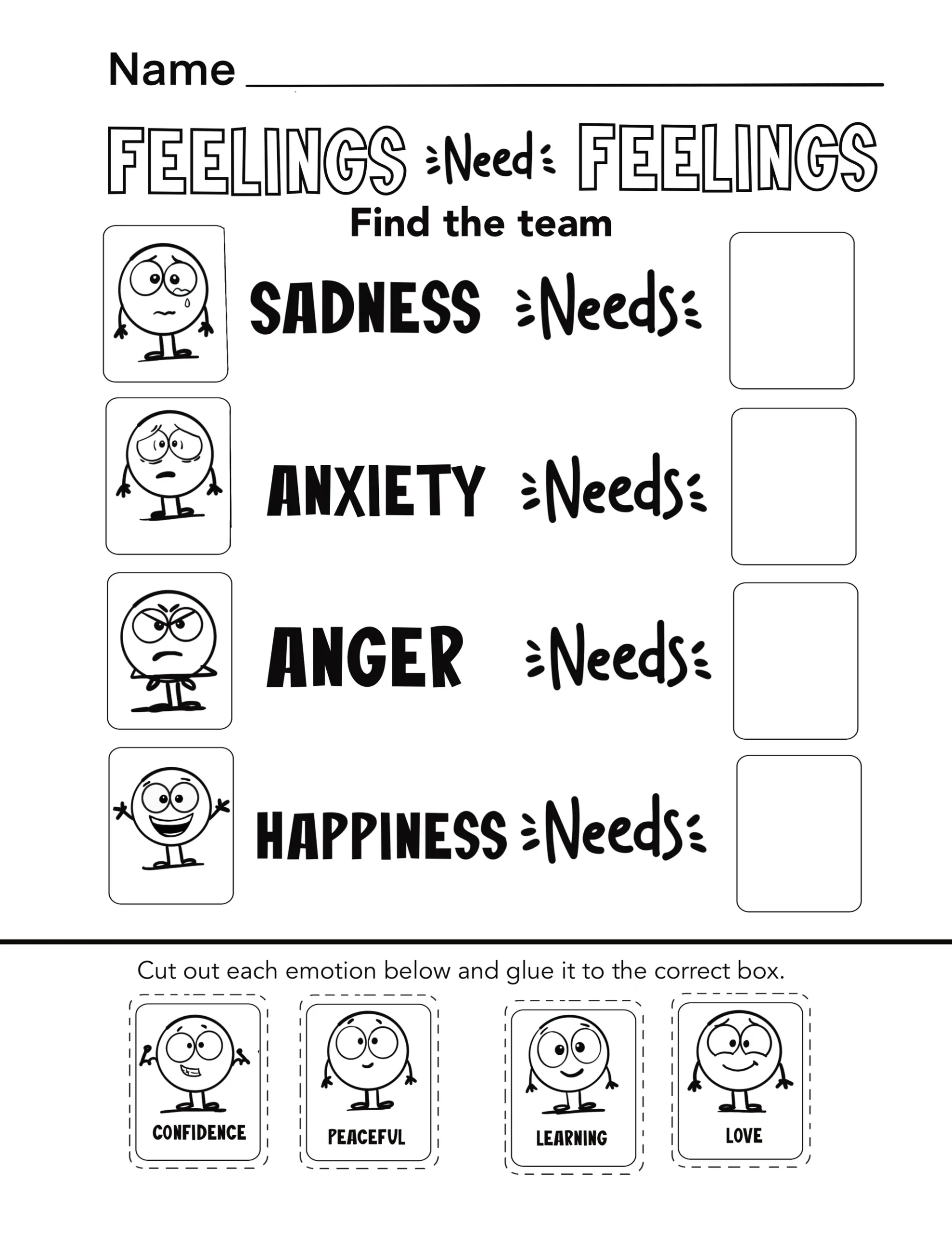 Feelings And Emotions Worksheets Printable