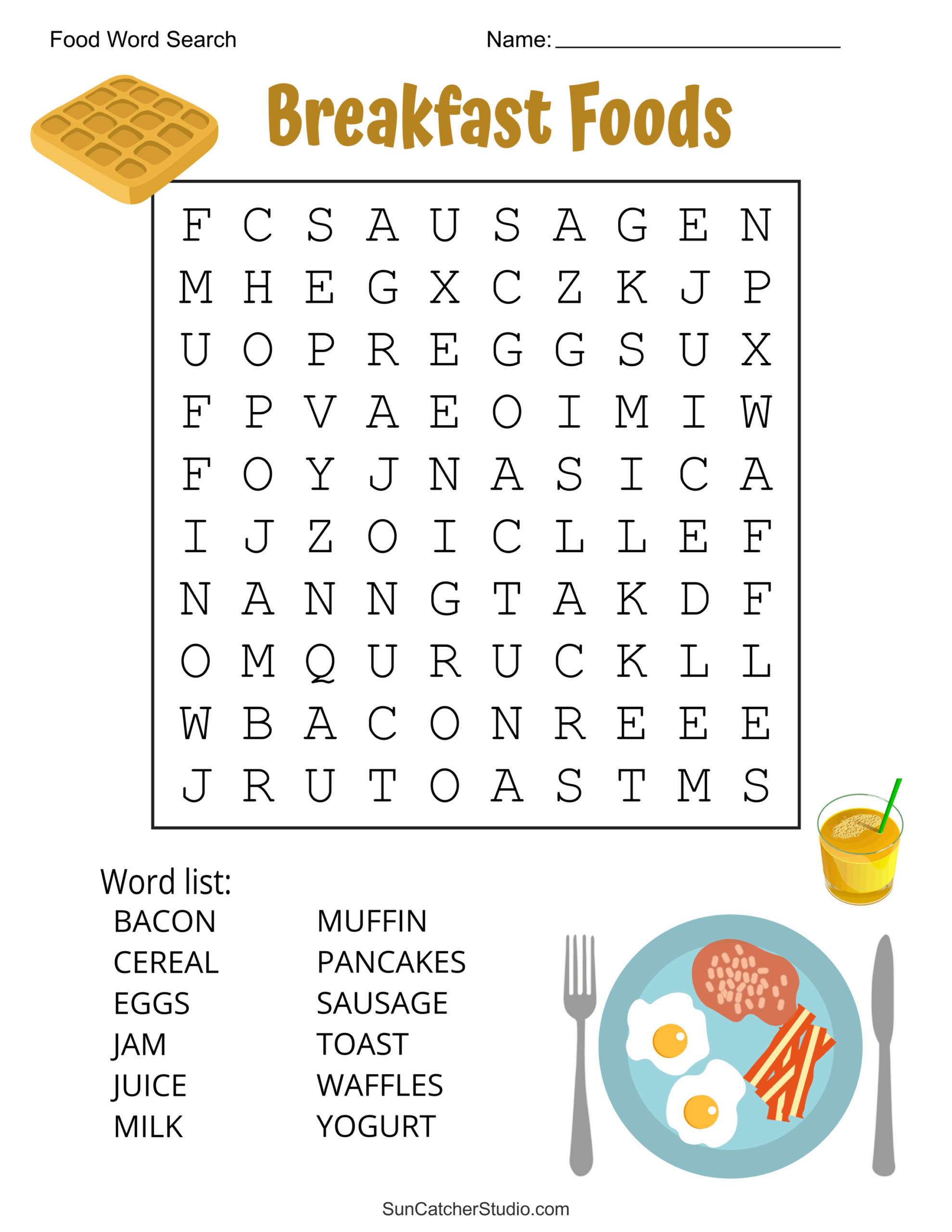 Free Printable Food Word Search Puzzles