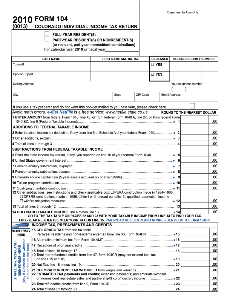 Form 104 Colorado Fill Out amp Sign Online DocHub