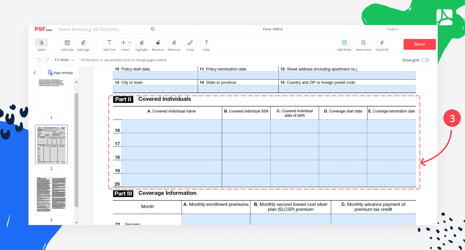 Printable Form 1095 A