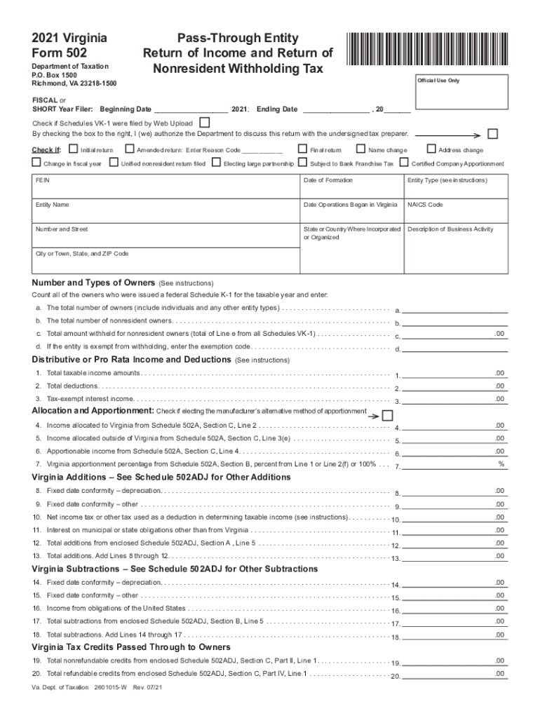 Form 502 Virginia Instructions Fill Out amp Sign Online DocHub