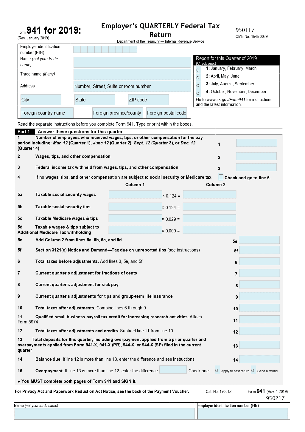 Irs Tax Form 941 2025
