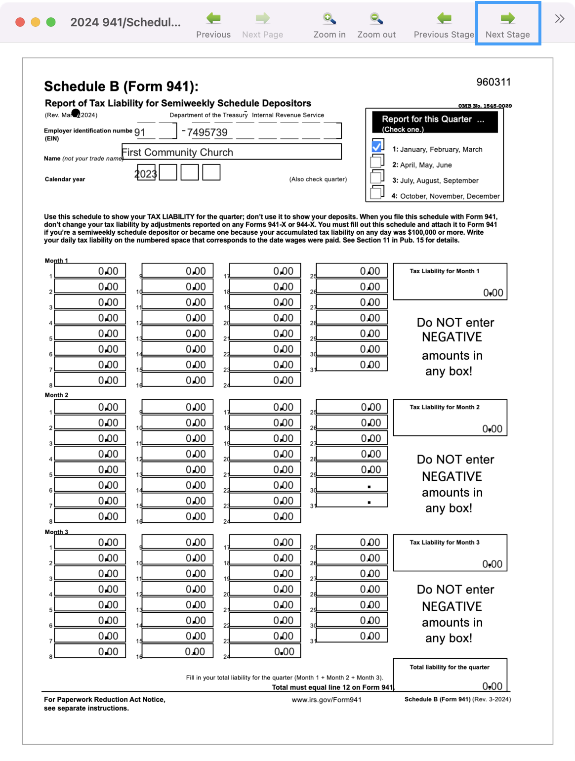 Printable Form 941 Schedule B 2025