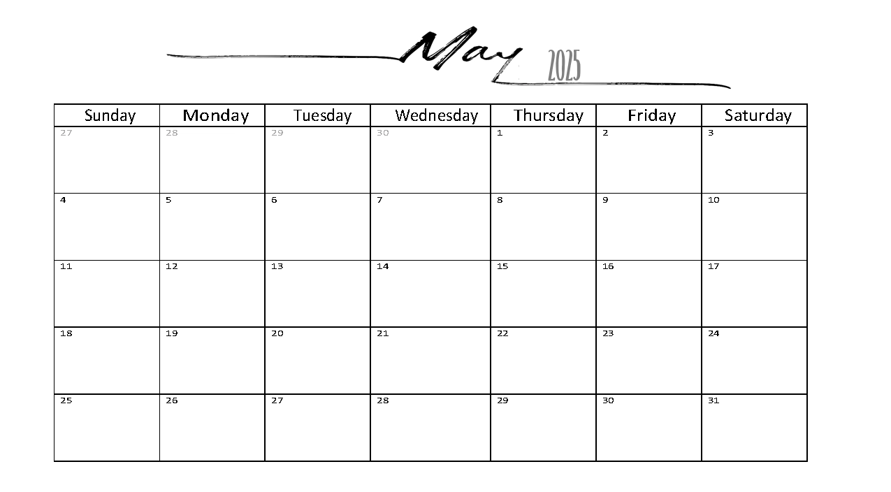Free Printable Word Blank Calendar