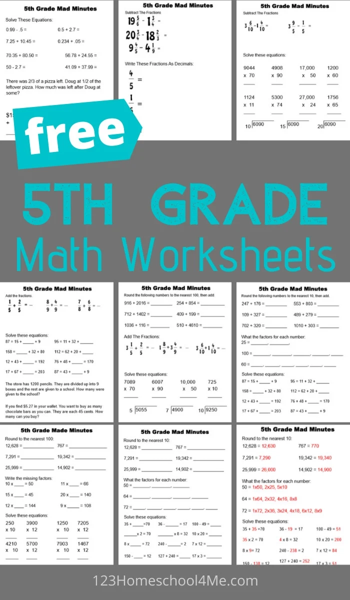 Free Worksheet Printables Maths Grade 5