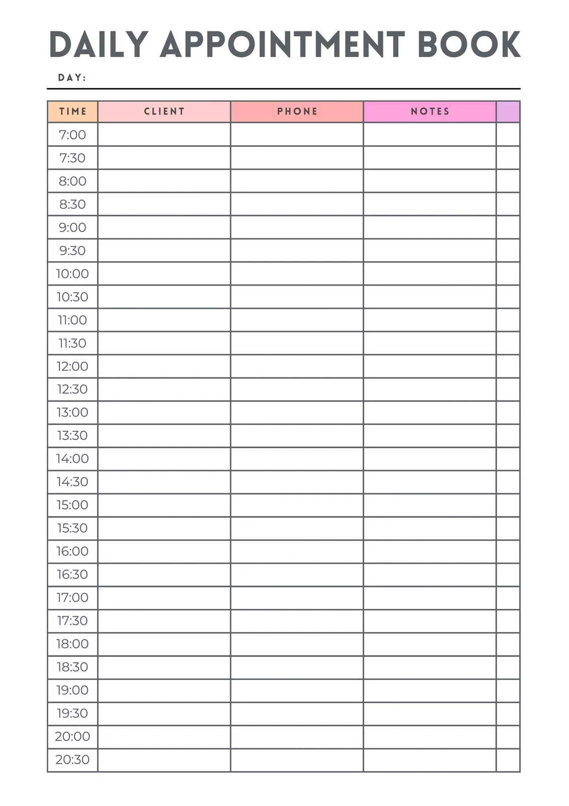Free And Customizable Appointment Templates