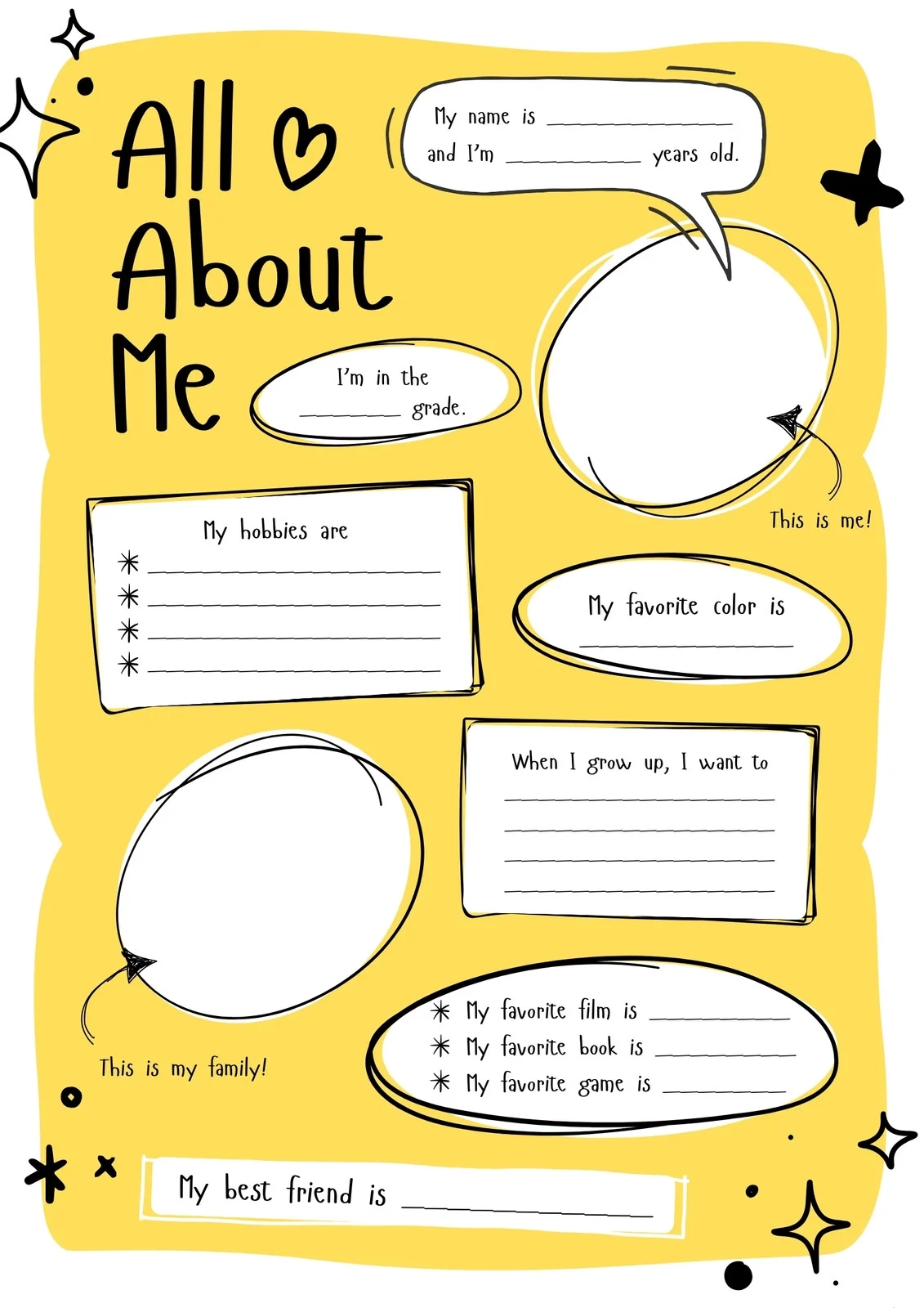 Free Printable Get To Know Me Worksheets