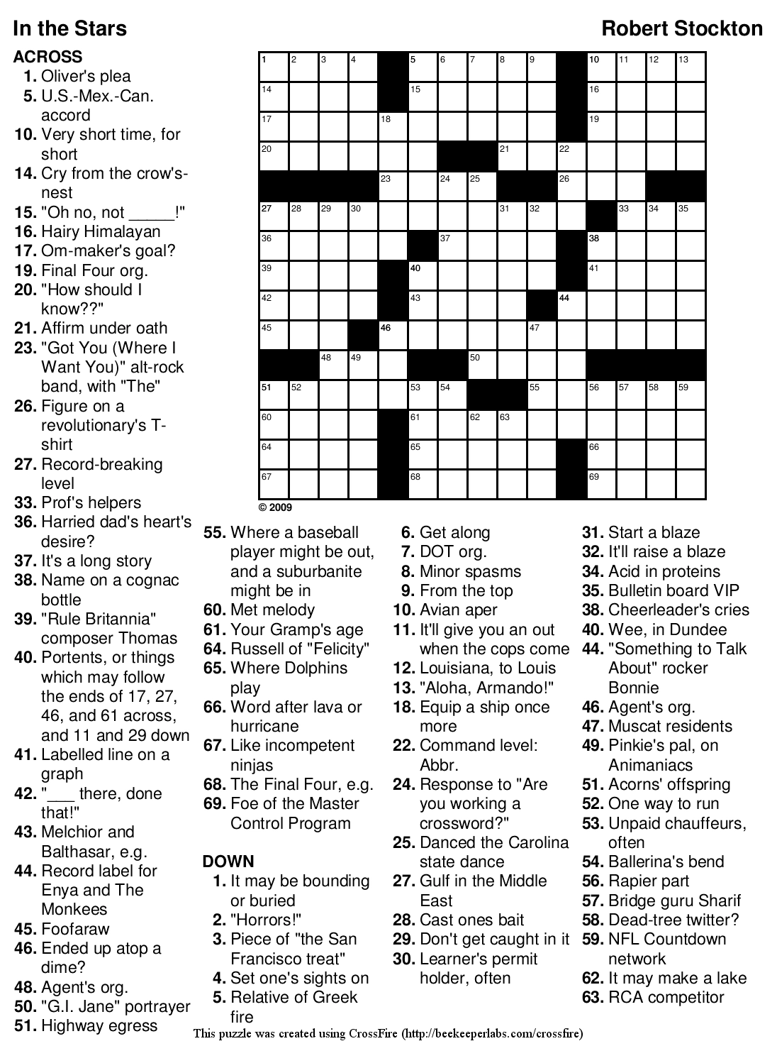 Free Printable Crossword Puzzles #1