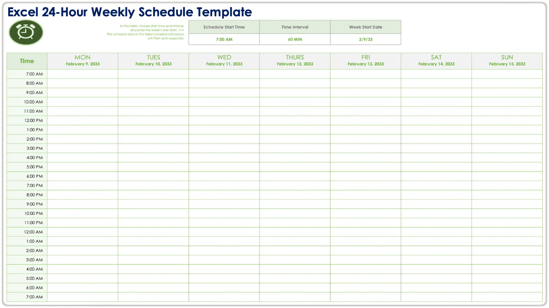 Printable Hourly Time Sheet