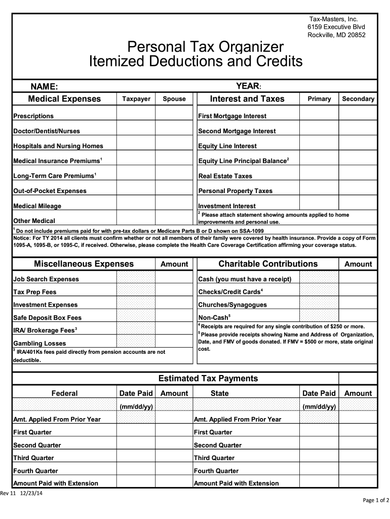 Free Itemized Deductions Worksheet Download Free Itemized 