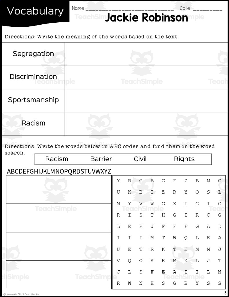 Free Jackie Robinson Worksheet 2nd Grade Download Free Jackie 