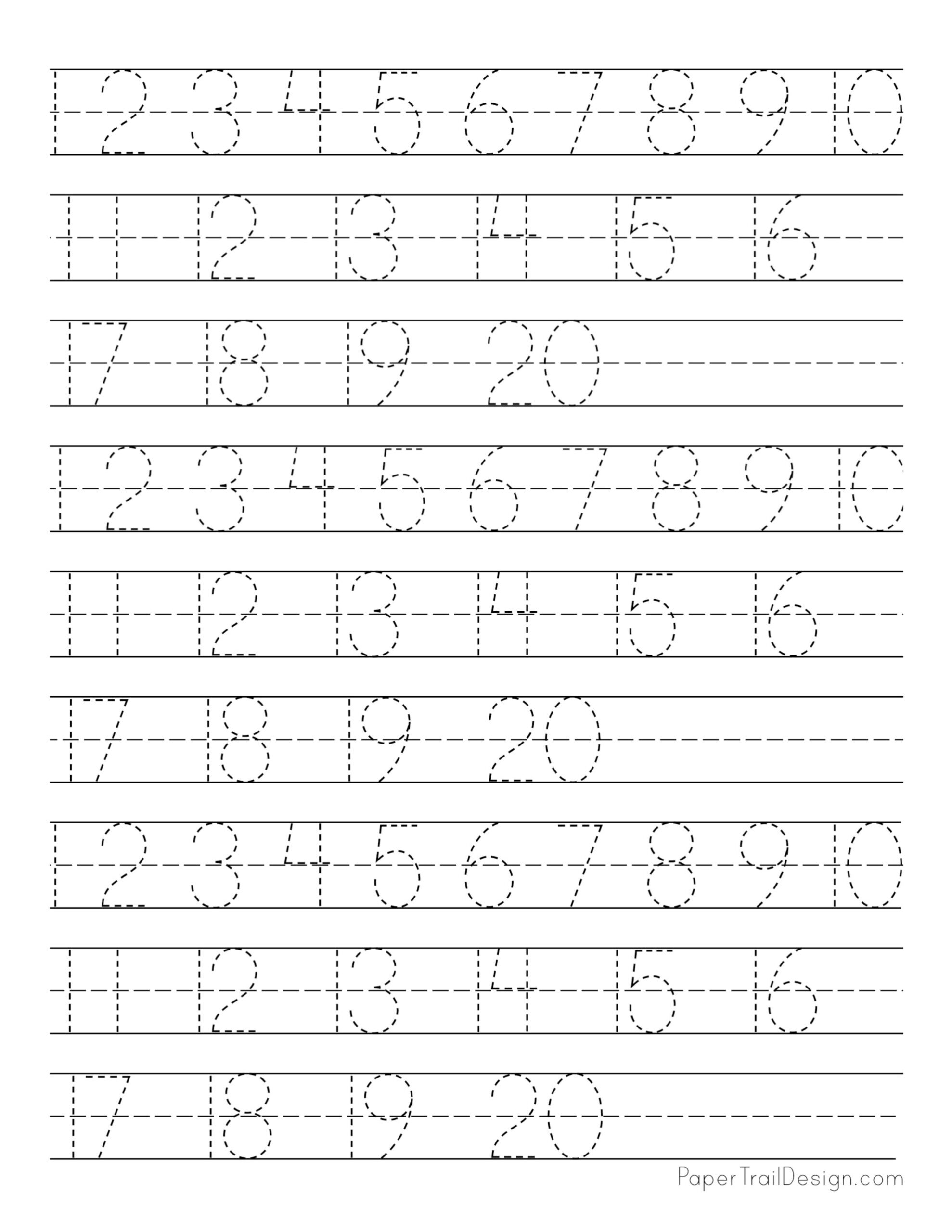 Number Tracing Worksheets Printable 1 20 Free