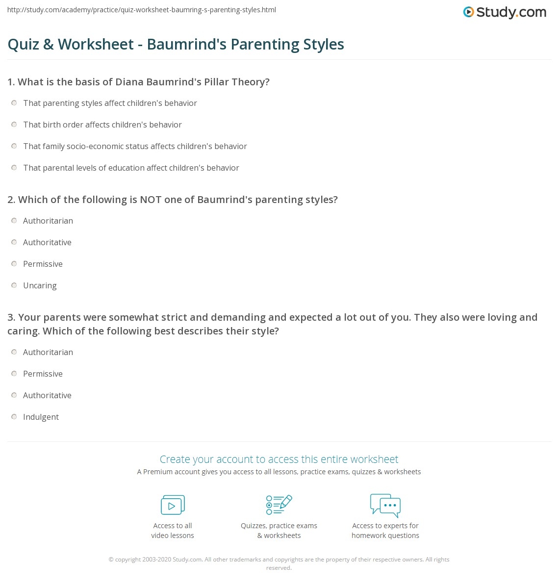 Parenting Styles Worksheets Printable