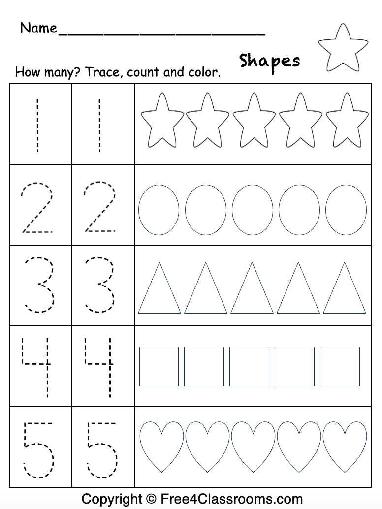 Free Printable Math Worksheets For Preschoolers