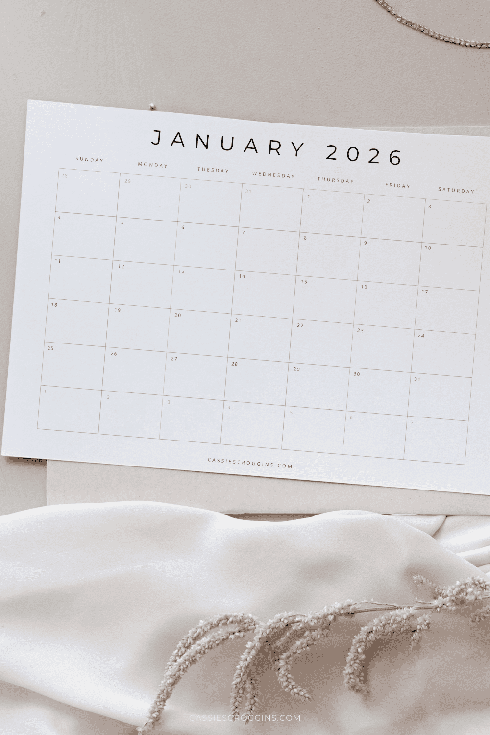 Blank Calendar 2026 Printable Monthly