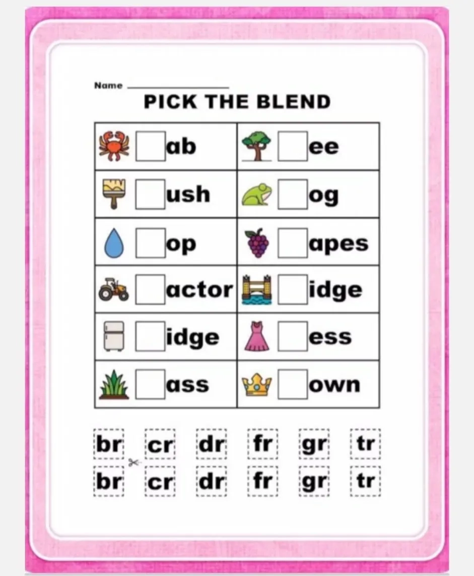 Free Printable Blend Worksheets Pdf Activity School For Kids