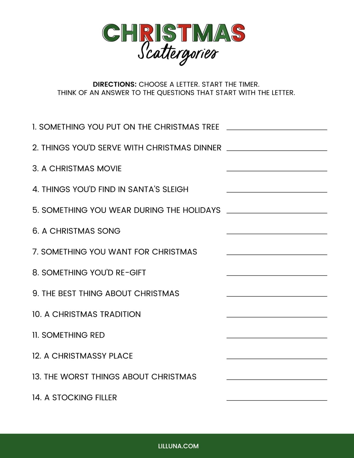 Christmas Games Free Printable Worksheets