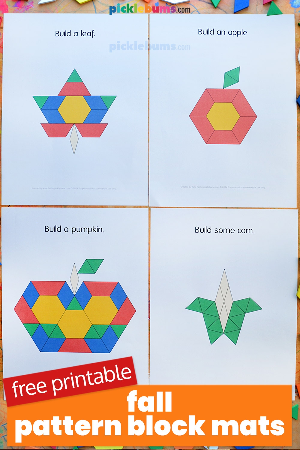 Free Printable Fall Pattern Block Mats Picklebums