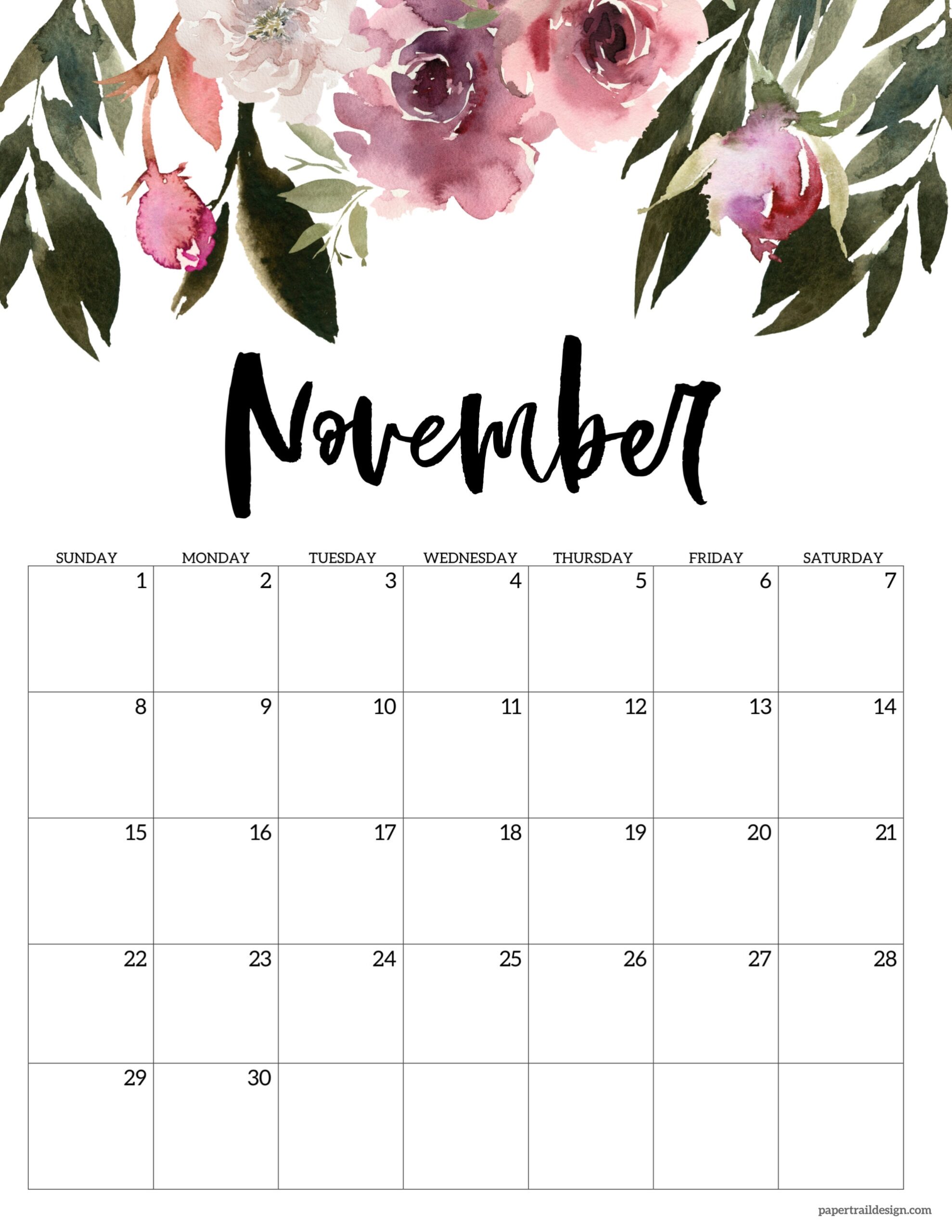 Printable Calendar Cute November 2026