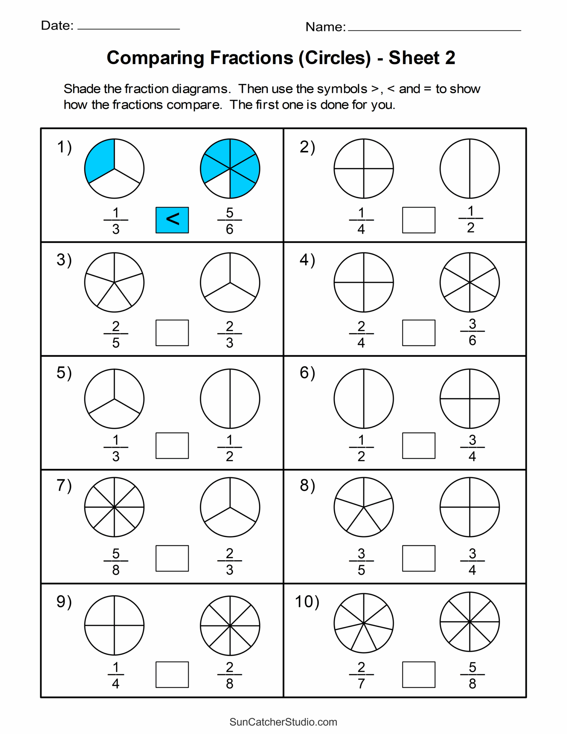 Free Printable Fraction Worksheets 4th Grade