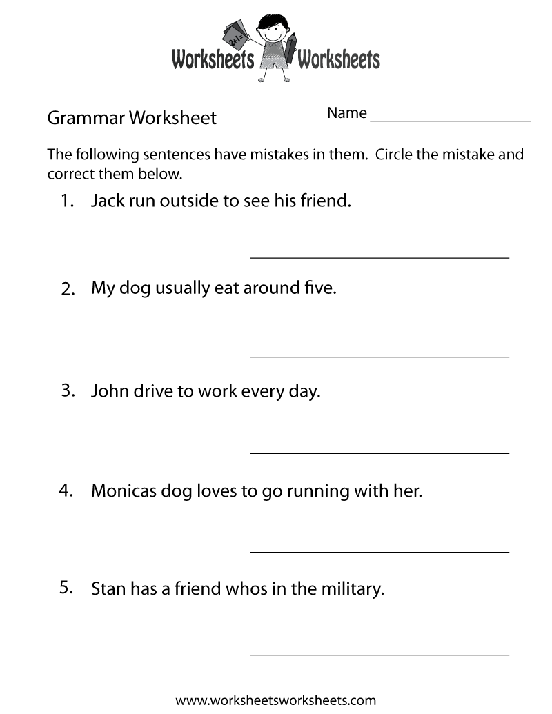 6th Grade Free Printable Worksheets Grammar