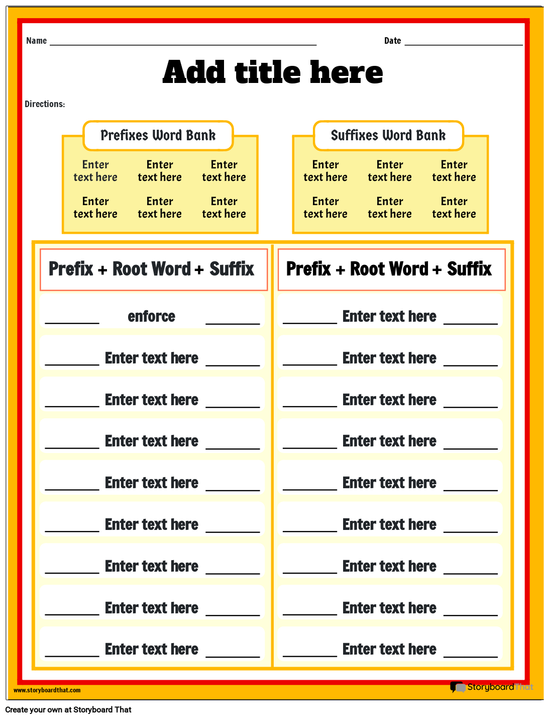Free Printable Prefix And Suffix Worksheet Storyboard