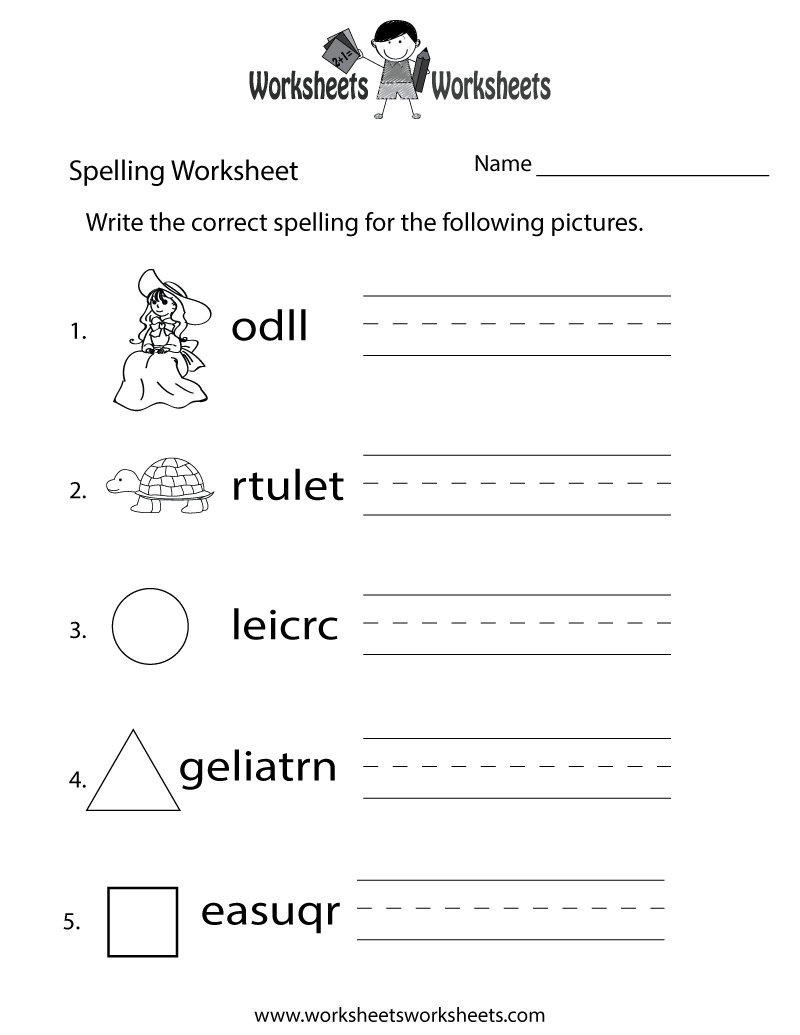 Free Printable Worksheet For Spelling