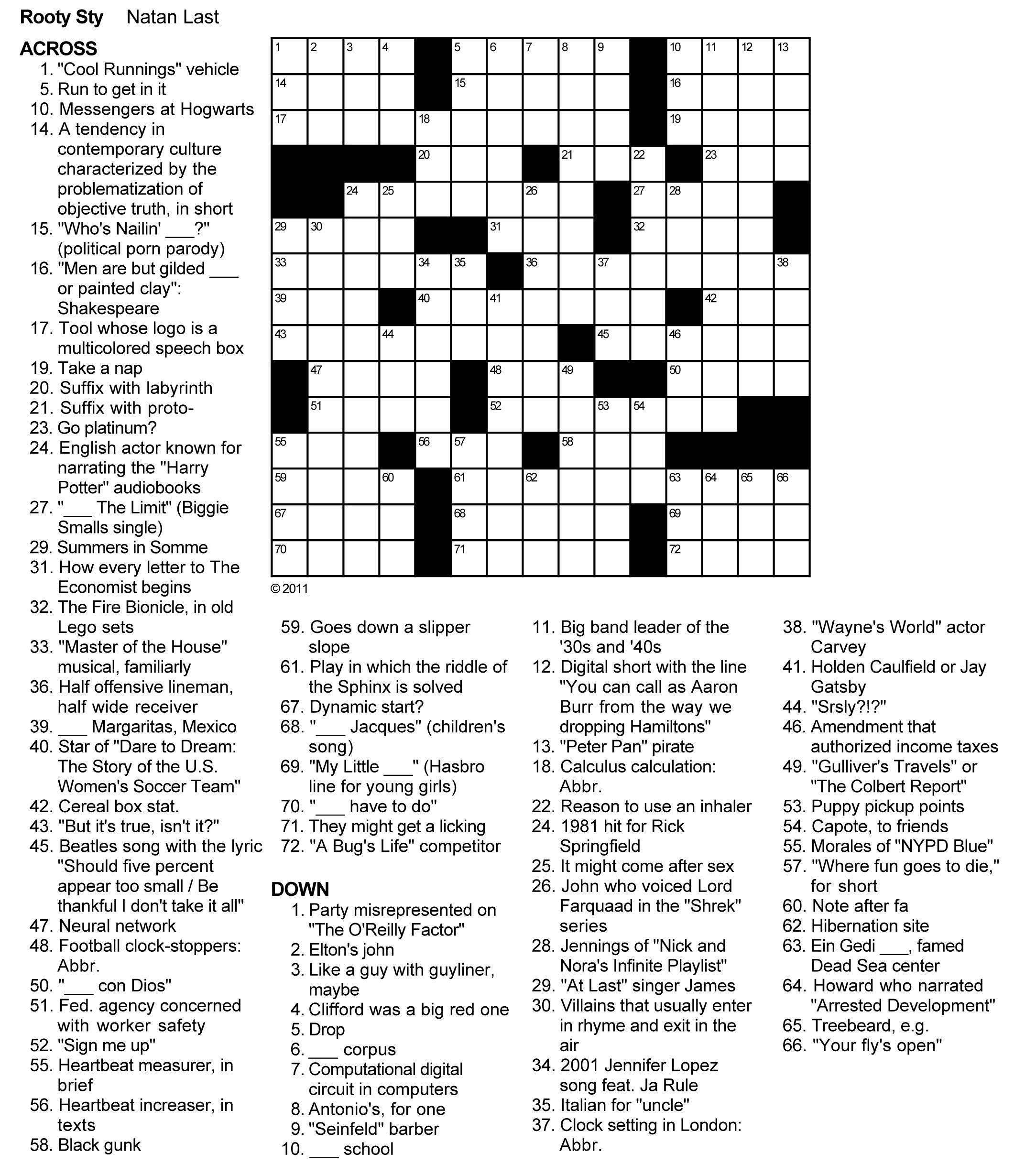 Free Printable Sunday Crosswords Printable Bingo Cards
