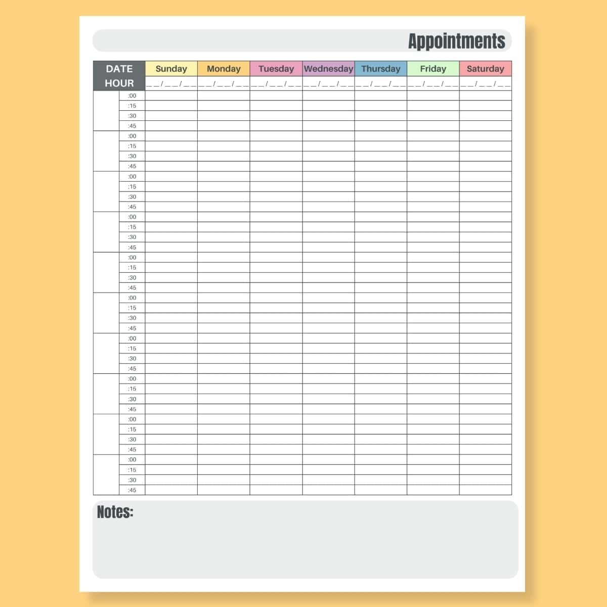 Blank Printable Appointment Calendar Free