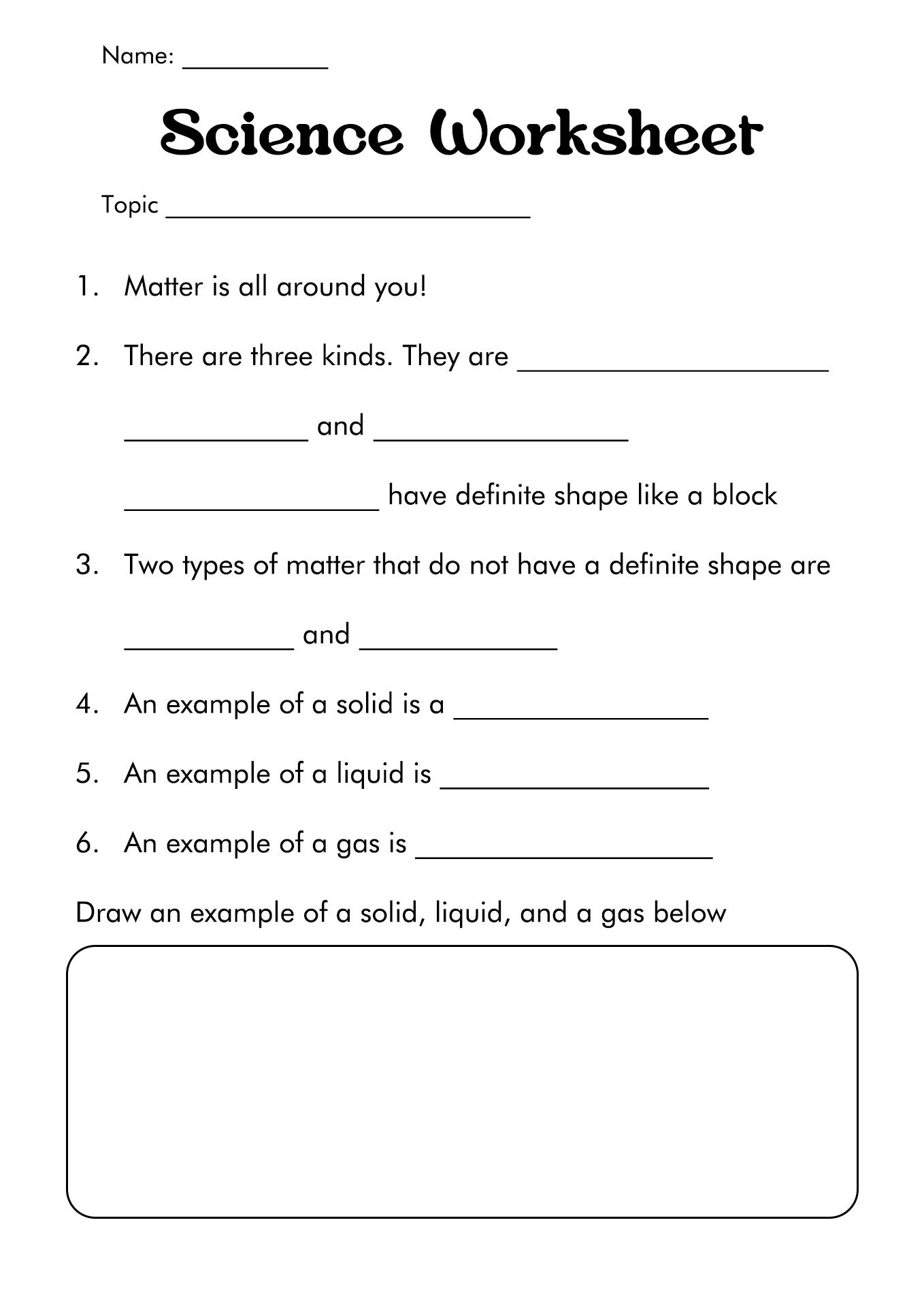 Printable Science Worksheets Grade 6 Pdf