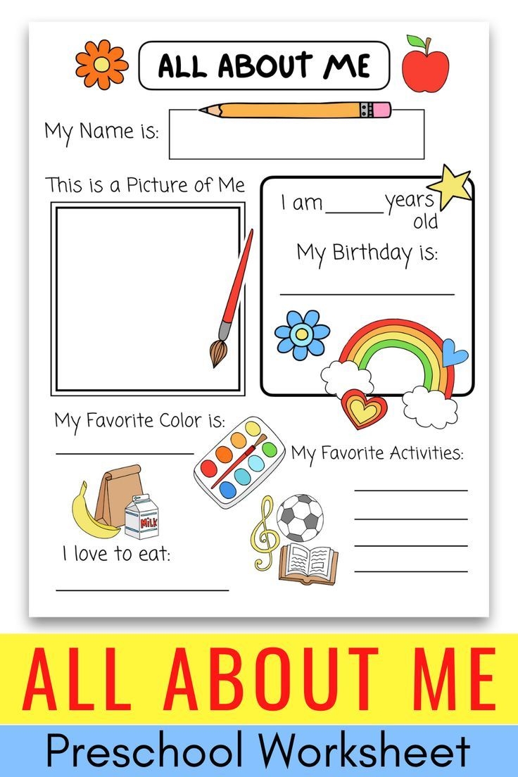 All About Me Worksheets For Kids Printable
